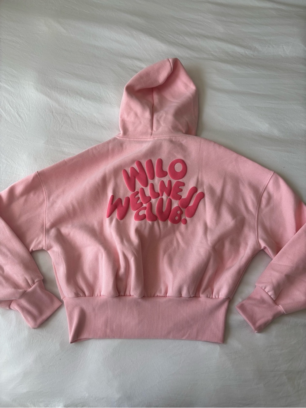 WILO The Label Wellness Club Crop Zip Hoodie Pink Size L NWT